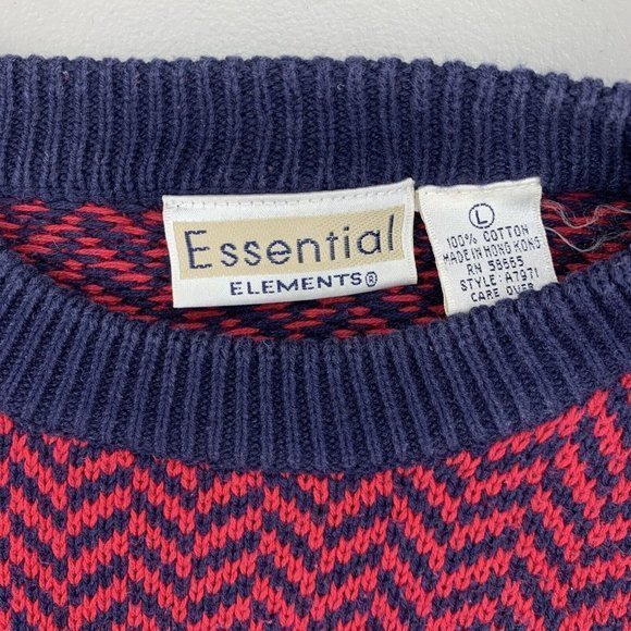 Essential Elements‎ Retro Crewneck Knit Grandpa Sweater Cotton Size L Geometric - Picture 5 of 5